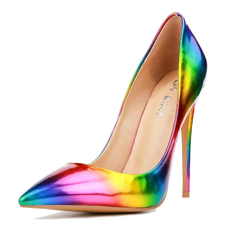 

2019 new women pump stiletto high heels Rainbow color heels women shoes, Pink,purple