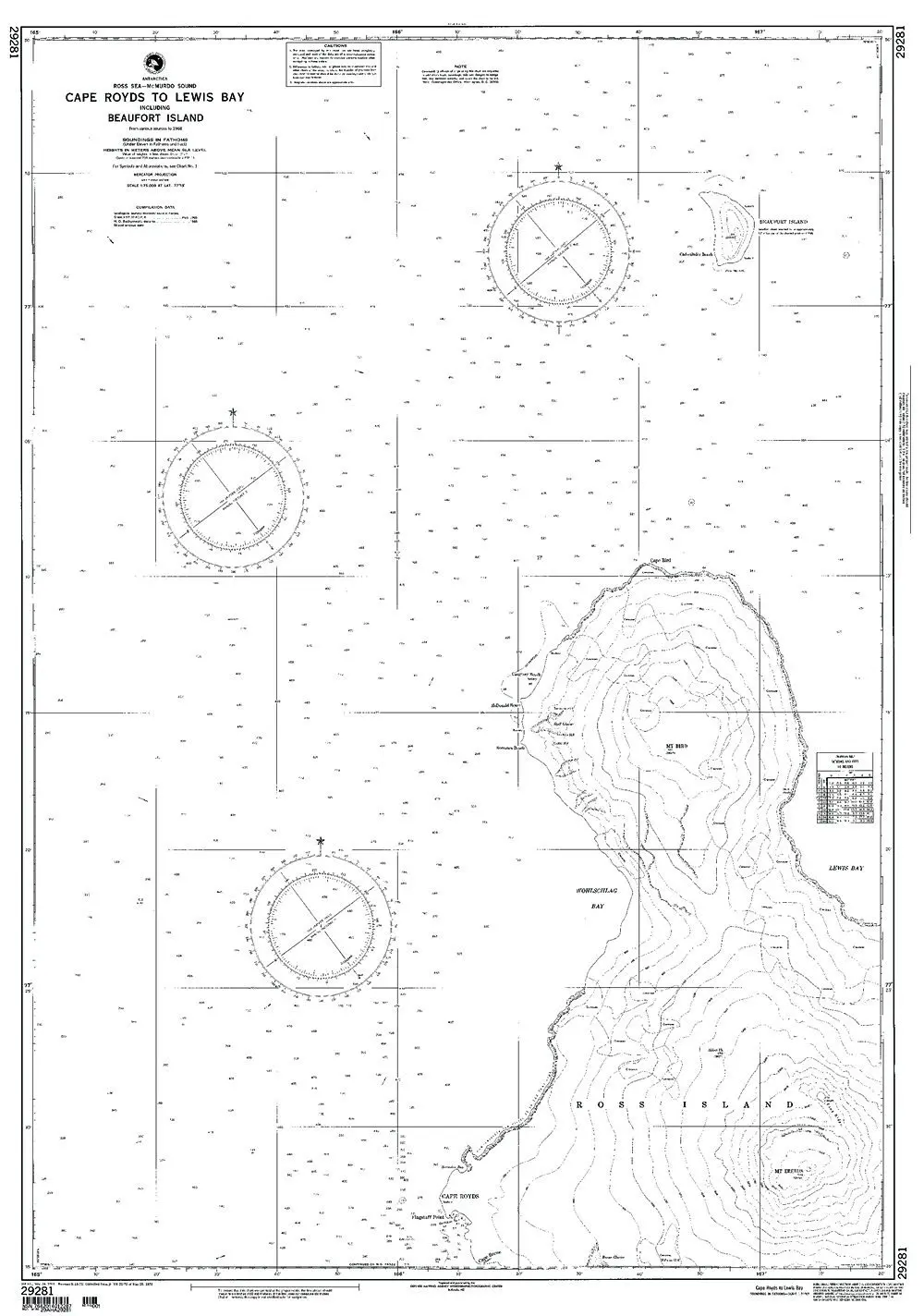 NGA Chart 29281WP: Cape Royds To Lewis Bay Incl Beaufort; 36 X 54; WATERPROOF