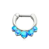Indian Opal Nose Ring Silver Design Septum Clicker Press Fit Nose Ring