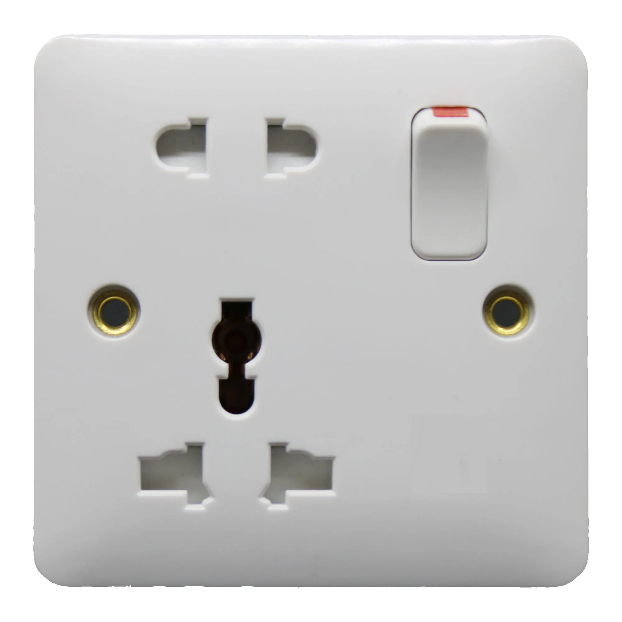 16A 2 gang 10 pin multi function universal switched socket with neon