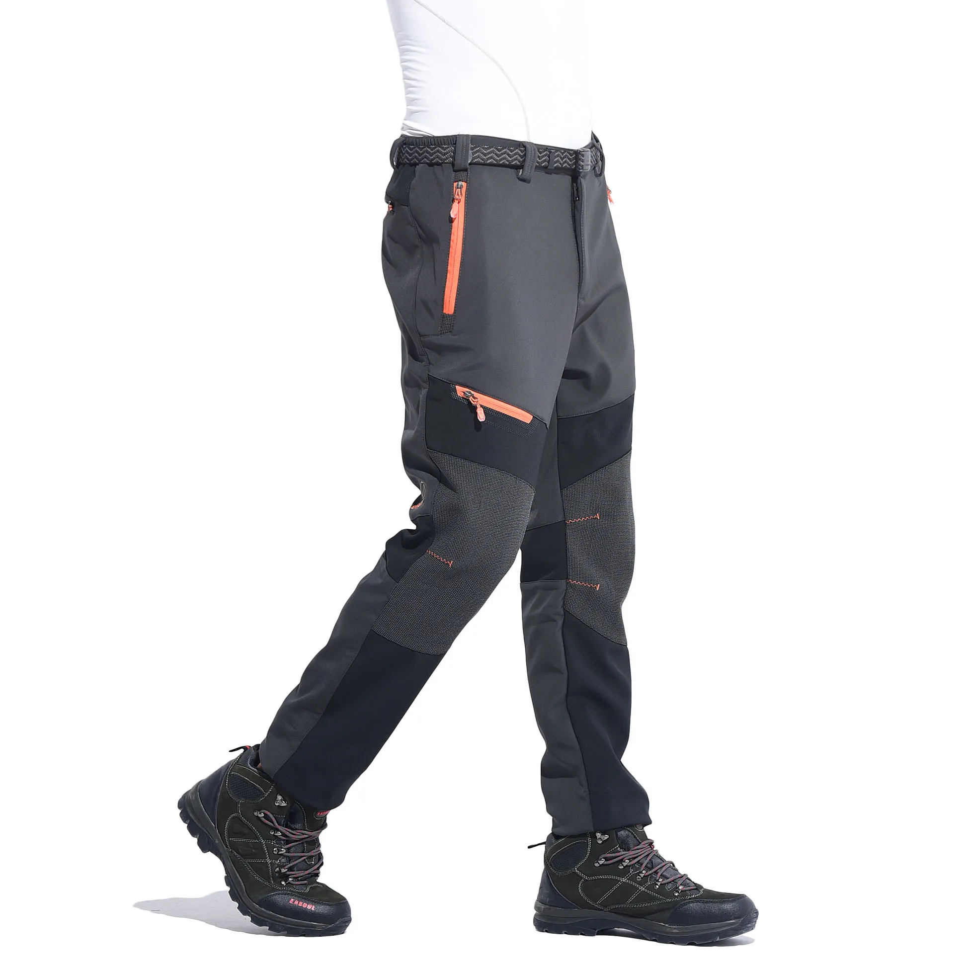 

Winter Men Fleece Thermal Hiking Camping Trousers Outdoor Sport Waterproof Windproof Pants, Black,grey,army green