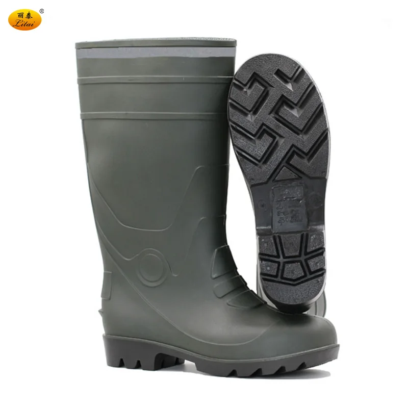 

Green PVC Safety Shoes for Workers, Green upper black sole