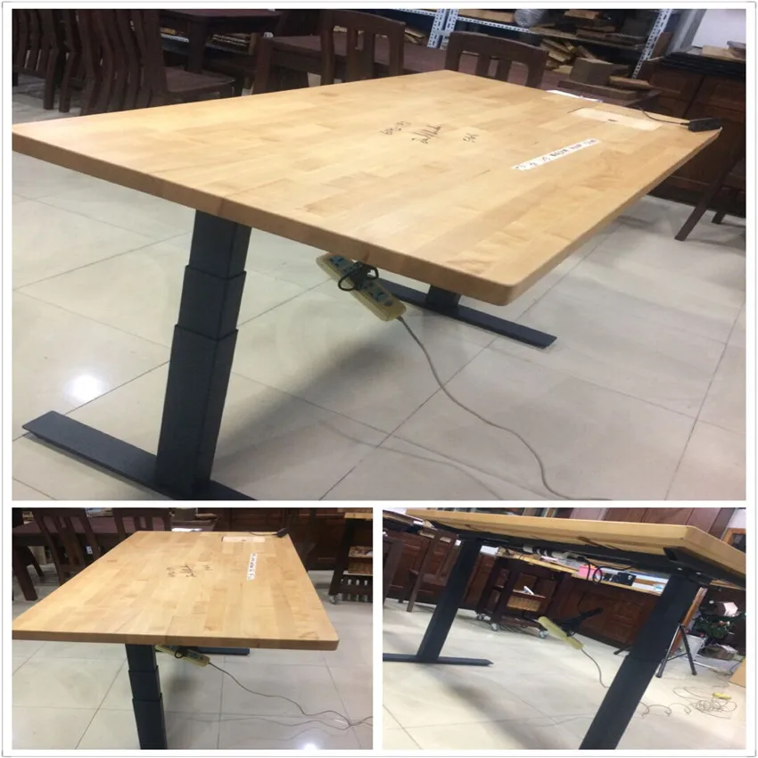 Lifting Table Whole Solid Wood For Tabletop Leg With Double Motor Three