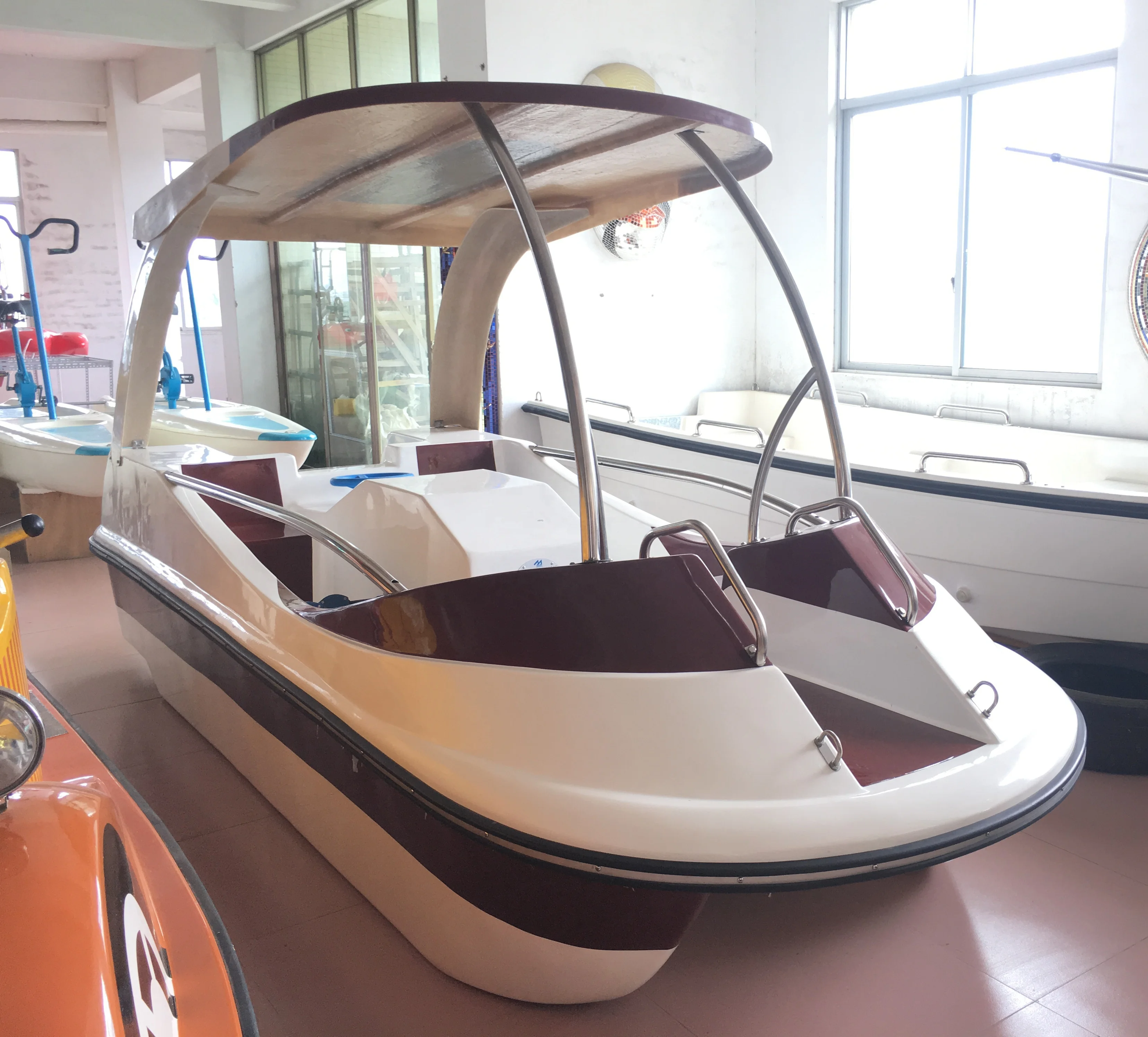 

4seat Fiberglass Electric boat Water play Amusement Equipment (M-076)Pedal Boat for sale, According to you