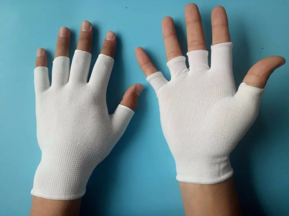 nylon dunne werk handschoenen zonder vingers hot verkoop