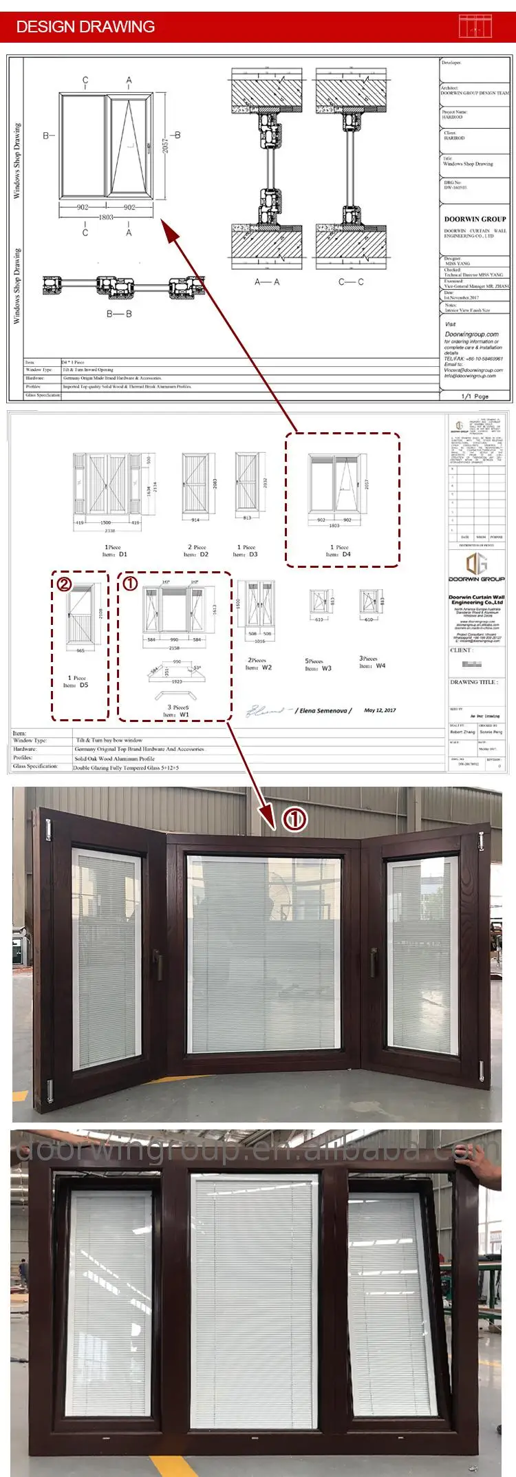 Doorwin Manufacture direct product 24 x 80 exterior door balcony interior wooden glass sliding doors with built-in shutter