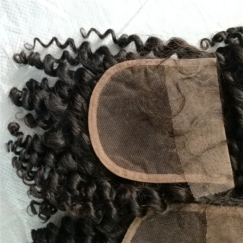 

Letsfly On sale 5pcs Brazilian free parts Kinky Curly lace closures With Baby virgin Hair