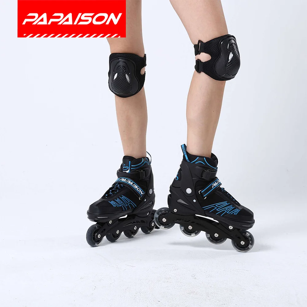 

Adjustable size unisex four wheels city run flashing roller inline skate, Blue, grey, red, pink