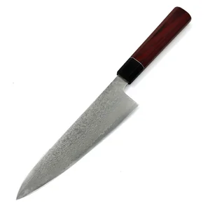 Image of japanese vg10 damascus steel chef knife with pakkawood handle