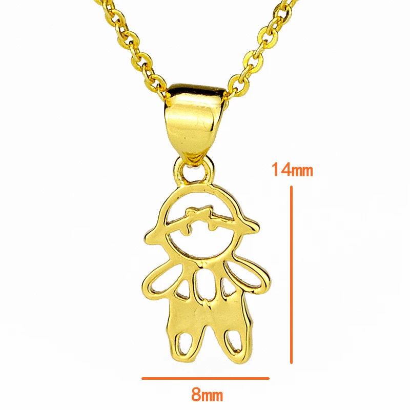 Children's Little Boy Glossy Pendant Necklace Stud Earrings Jewelry Set