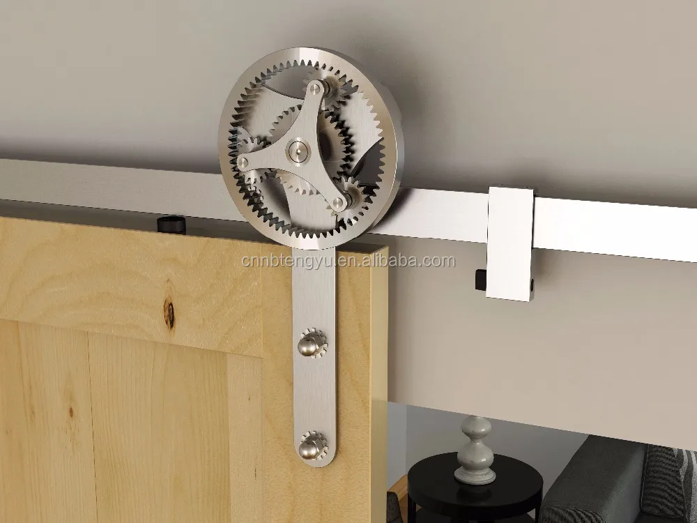 Soft Open Industrial Wheel Sliding Barn Wood Door Interior Closet