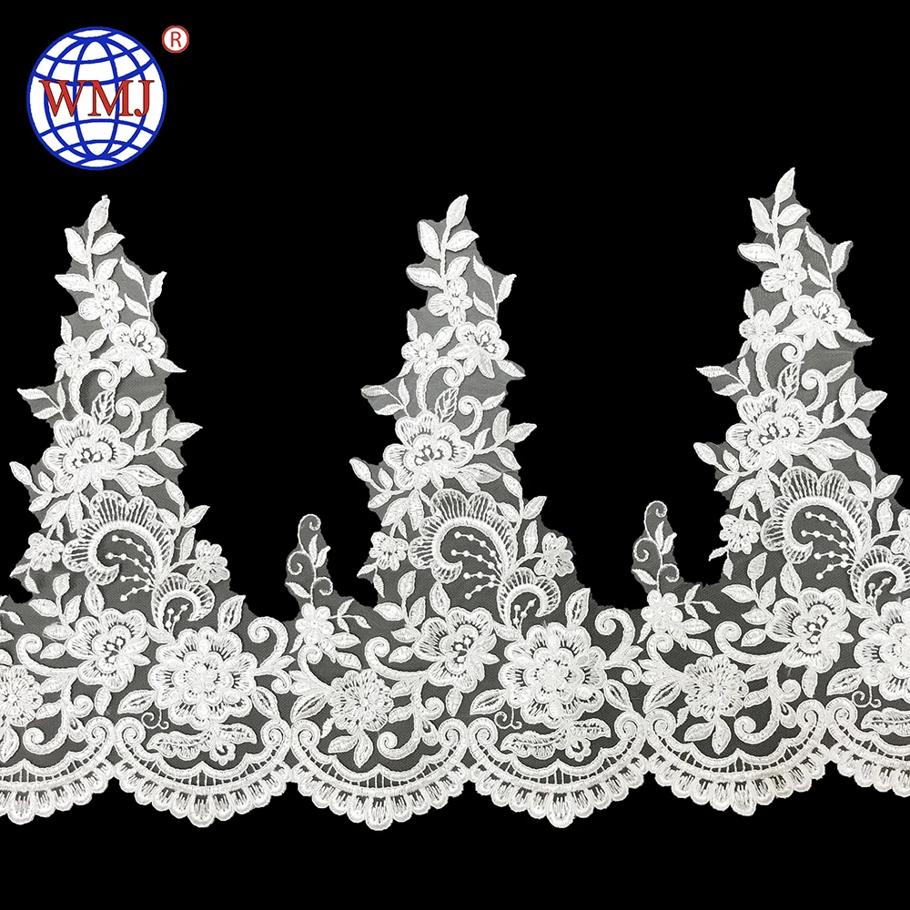 

Top quality UK 14.1 Inch big bridal sequins lace trim for wedding dress, N/a