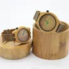 China Supplier Cheap wood watch Leather strap bamboo dial couple wood watch bamboo