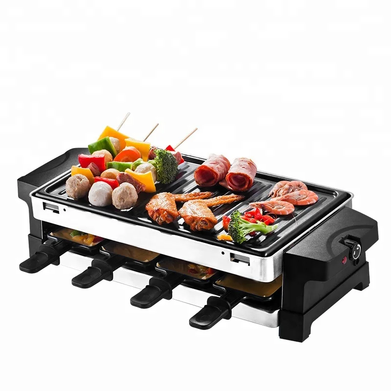 

Indoor electric portable stone grill raclette barbecue grill, Black