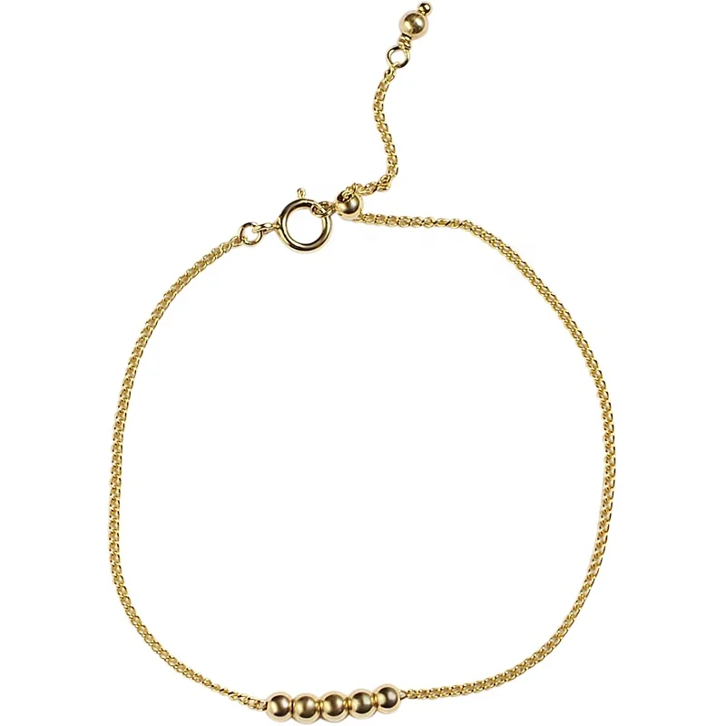 

Original Handmade custom beaded ball bracelet High Quality Rolled 14k gold bracelet adjustable bracelet for women, As picture