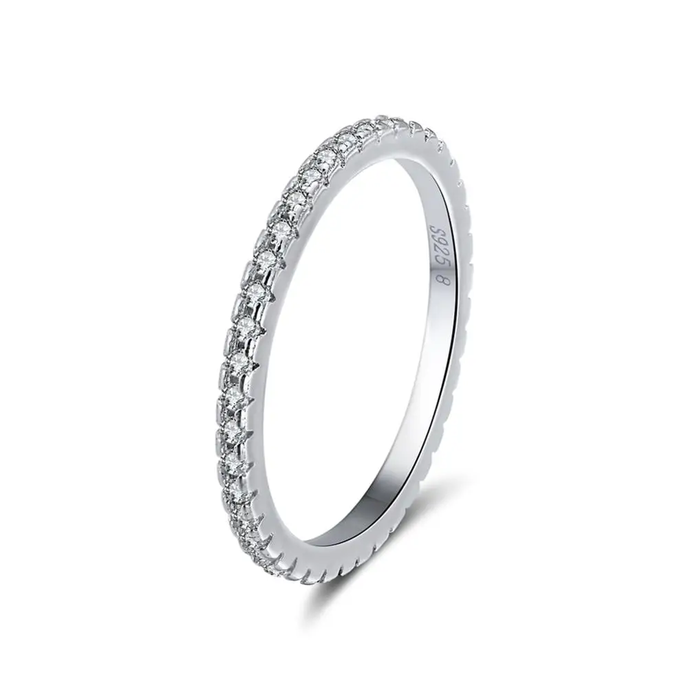 

RISR63 Real 925 Sterling Silver Platinum Wedding Ring Eternity Band Diamond Rings Jewelry, White