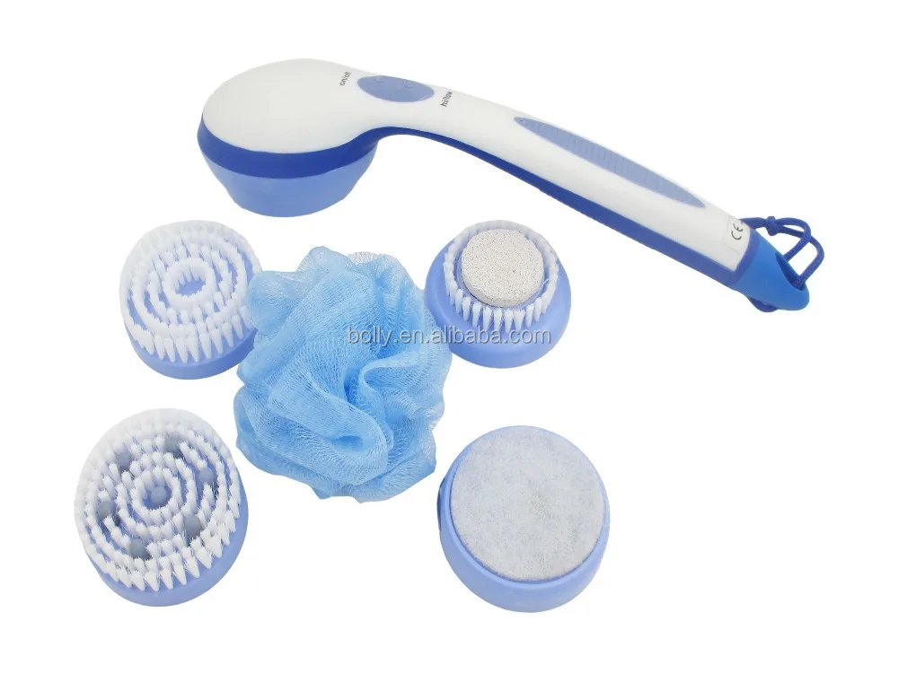 Electric Bath Brush Sets 5 In 1 Spin Spa Long Handled Foot Massage