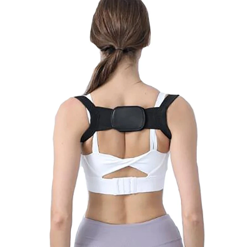 

Comfortable Adjustable Neoprene back straightening support belt Posture Corrector for unisex, Black/white