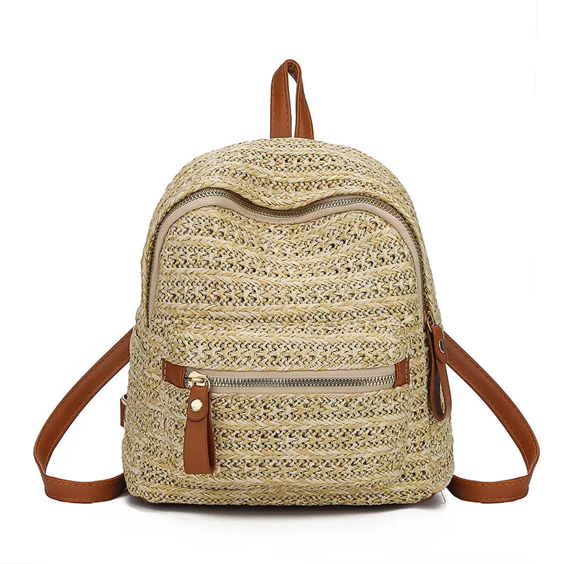 

2019 New Fashion Straw Woven Bag Womens Travelling Backpack Ladies Shoulder School Backpack Straw Bags