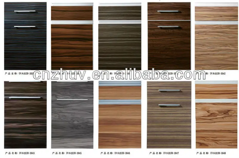 Pvc Pp Wood Veneer Paper Al Overlaid Mdf Wrapping Kitchen Cabinet