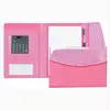Fashion pink pu leather magnetic document file folder