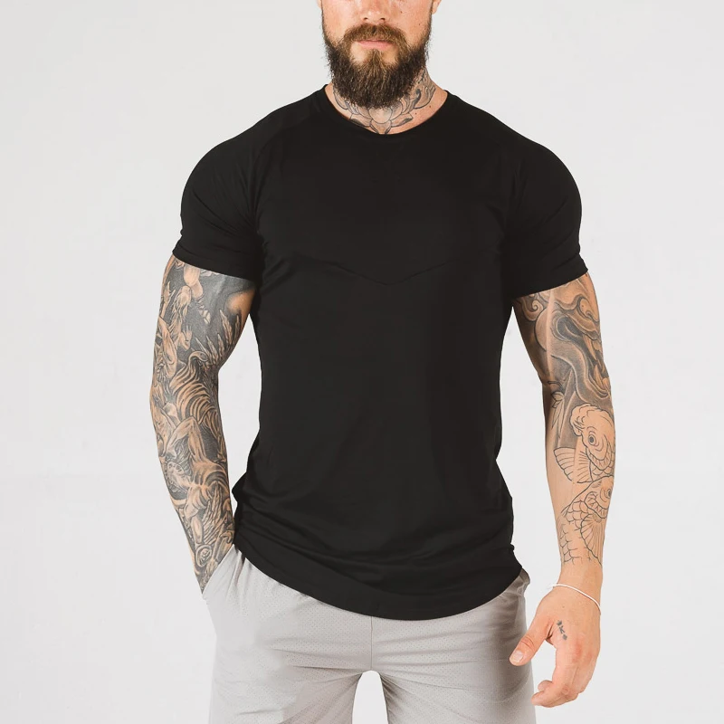 Wholesale Men Fitness Gym T Shirts Custom Blank T Shirt Black Workout T ...