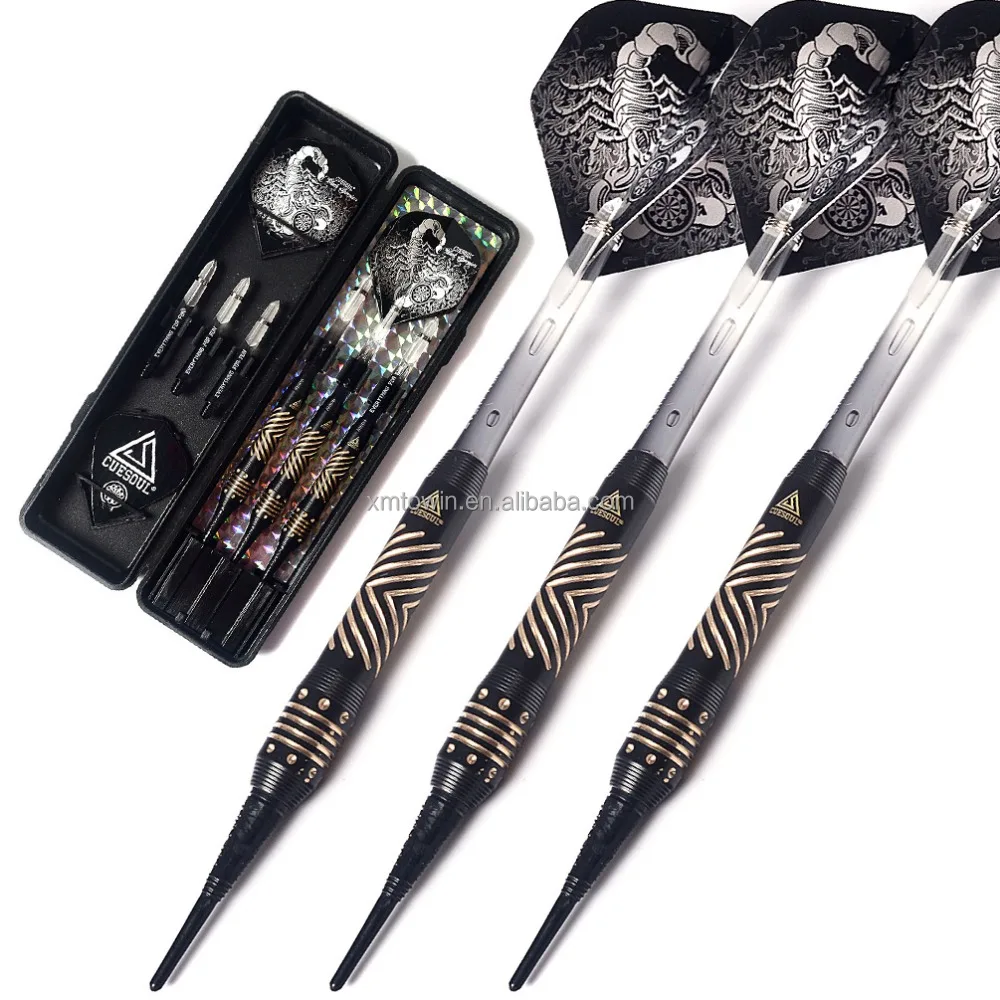CUESOUL Black Scorpion Series Brass soft tip Dart Set for electronic dartboard,
