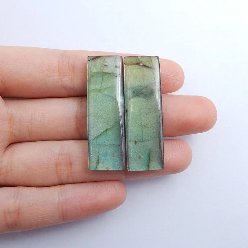 

Natural Flashy Labradorite Earrings Wonderful Ray Quality Workmanship Consitently 37x17x5mm 10g