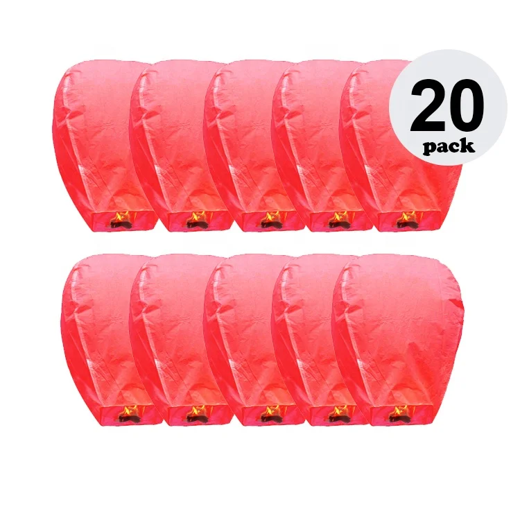 
Boomwow 20 packs red eco friendly 100% biodegradable wishing sky paper lanterns for birthdays weddings christmas 