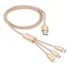 Factory Nylon Usb 3 in1 Micro USB Multiple charger data cables for Iphone & Micro Usb & Type c