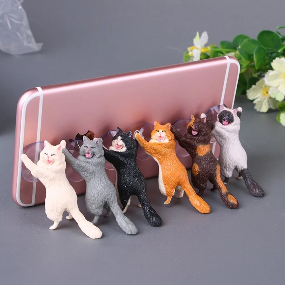 

Phone Holder Cute Cat Support Resin Mobile Phone Holder Stand Sucker Tablets Desk Sucker Design high quality Smartphone Holder