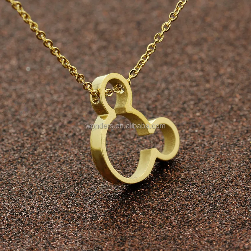 

Geometric Mouse Necklace Women Gold Plated Collier Stainless Steel Jewelry