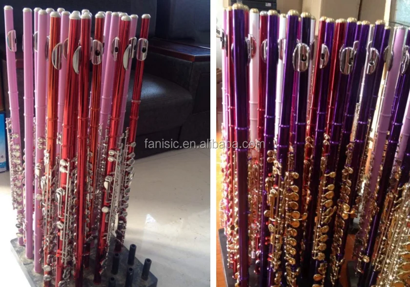 Flute Musical Instrument Golden Recorder Flute Metal Gold Flute With 16