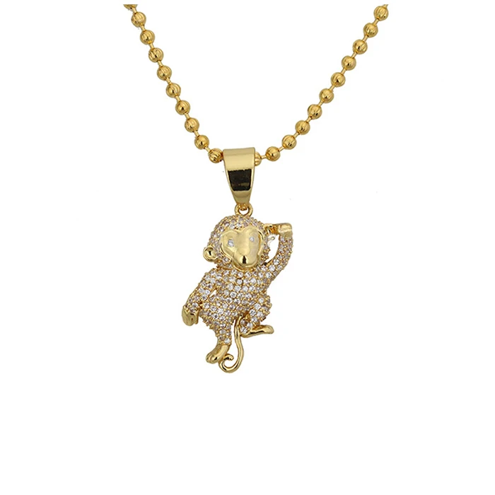 

Miss Jewelry 925 Silver Pendant Hip Hop Monkey Pendants With Chain, 14k 18k gold