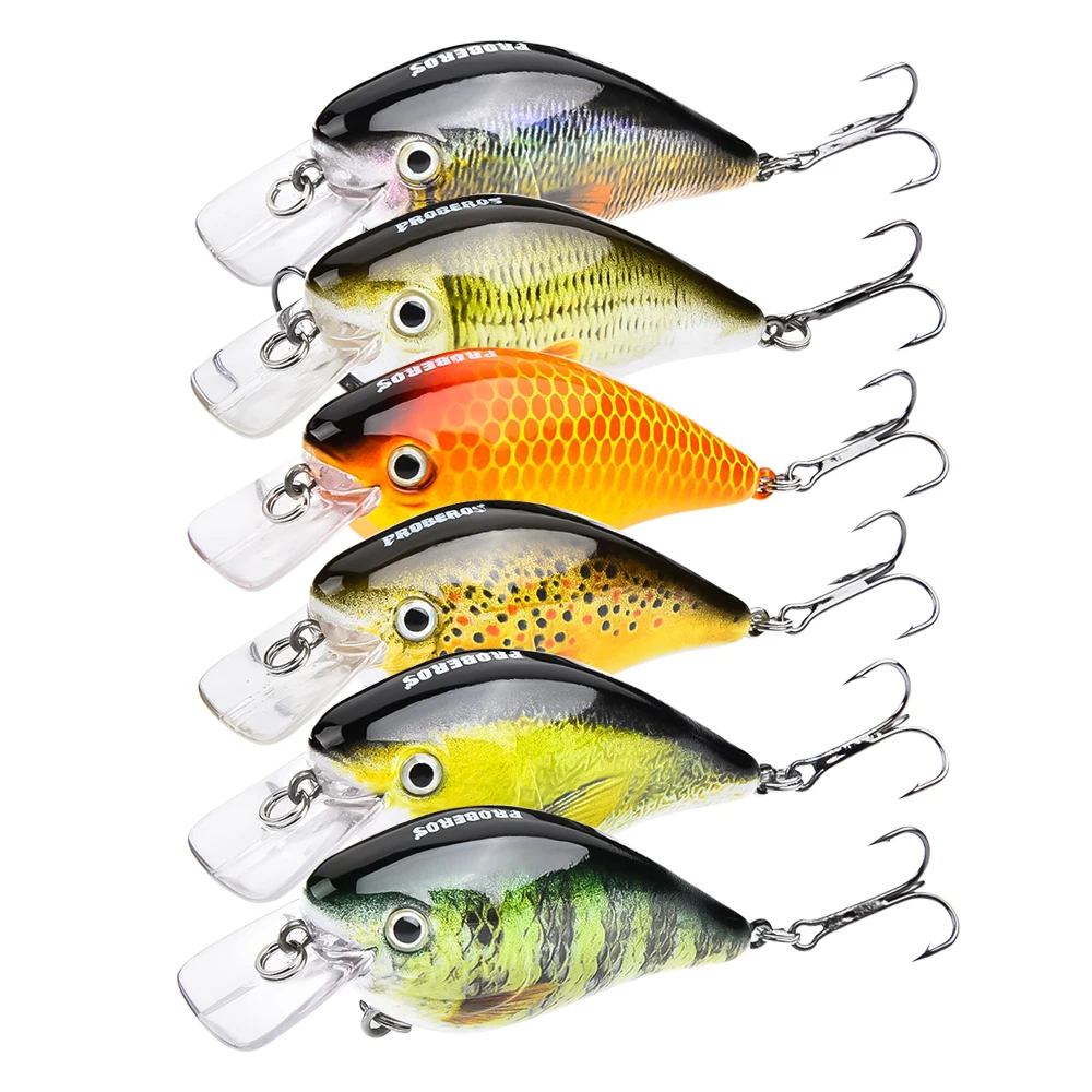 

PROBEROS Crank Fishing Lures Wobbler Crankbaits For Striped Bass Fishing Tackle Hooks 3D Printing Artificial Hard Baits Pesca, 6 color as showed
