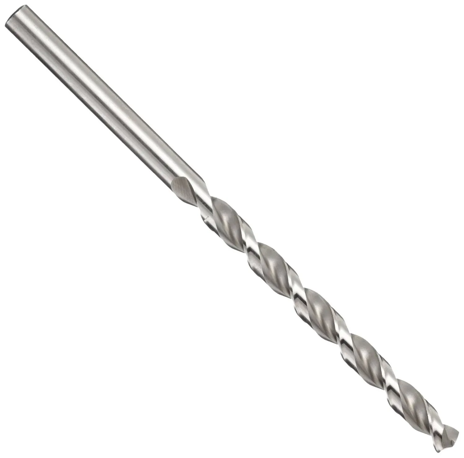 Uncoated Chicago Latrobe 120DH Series High-Speed Steel Long Length Drill Bit Round Shank with Tang Parabolic Flute Finish Bright 135 Degree Spilt Point Pack of 12 Size #15