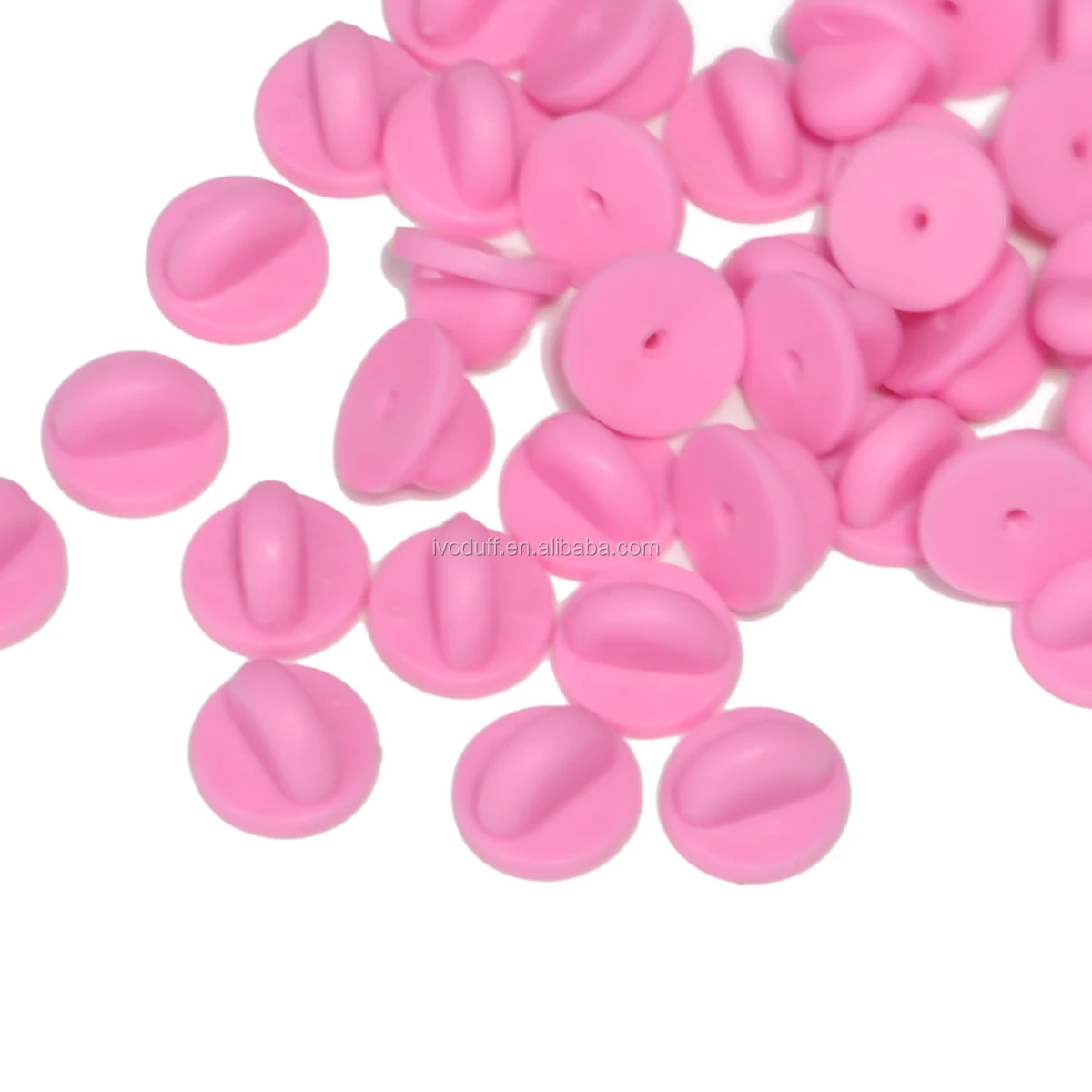 

Supply Pink PVC Rubber Pin Backs - Butterfly Clutch