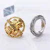 Creative 925 Echt Sterling Zilveren Ring Rotating Clamshell Universe Astronomical Ring