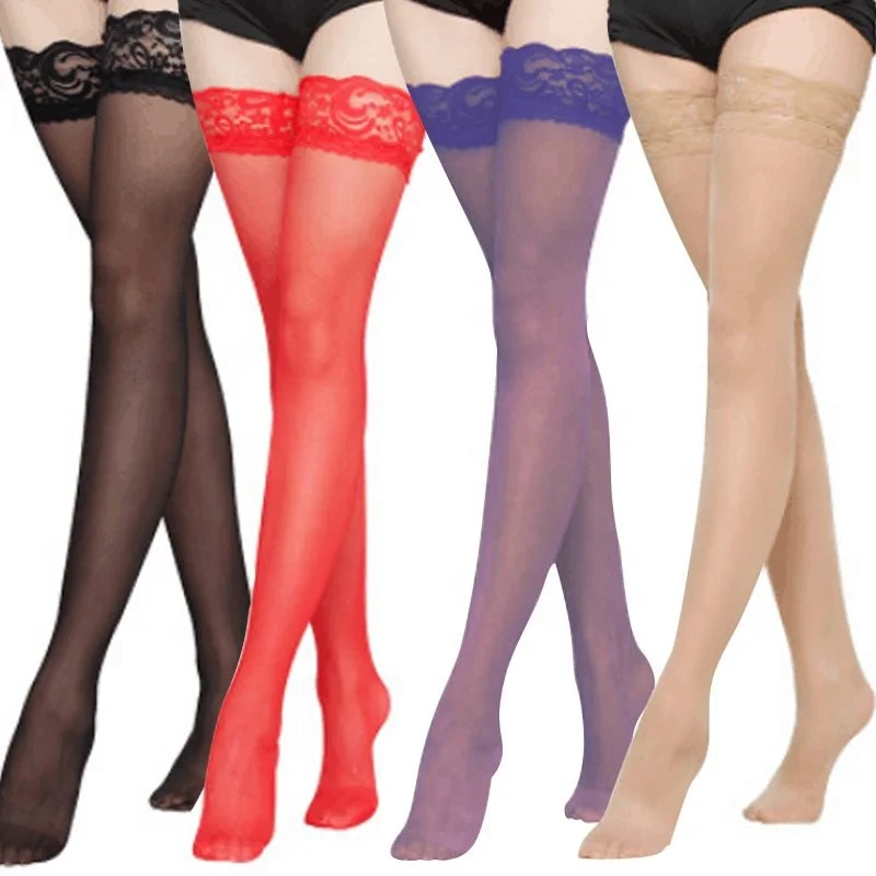 

Wholesale Mature Women Fashion Foot Lingerie Black Lace Thigh High Tight Stockings Interior Sexy Lingerie Nylons Stockings, 6colors