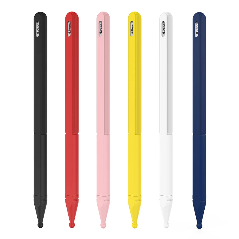 

New Design Solf Silicone Rubber Case With 2 Pen Cap Shell Cover Case For Apple Pencil 2 2nd Generation