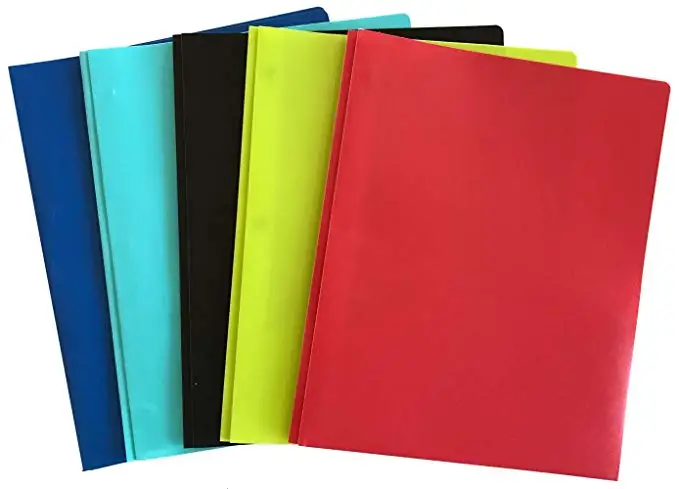 
2018 Hot Sell Quality Factory Cheap Wholesale Multicolor Two Pocket Poly File with 3 Prongs Fasteners Portfolio Folder 