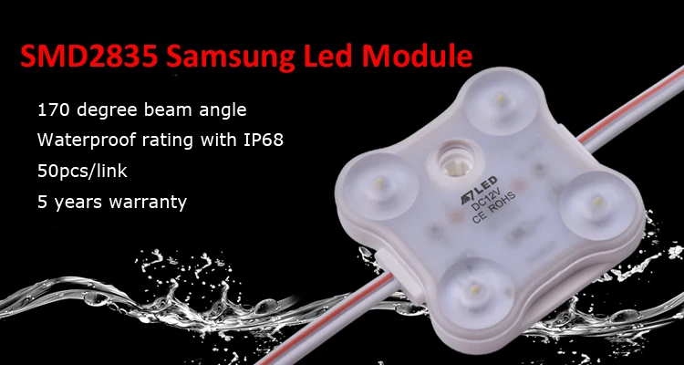 4 leds square 1.8W samsung 2835 led module korea for led glow sign boards