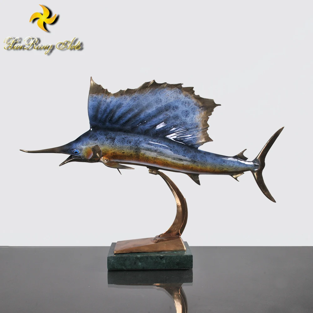 Patung Perunggu Casting Ikan Todak Patung Dengan Dasar