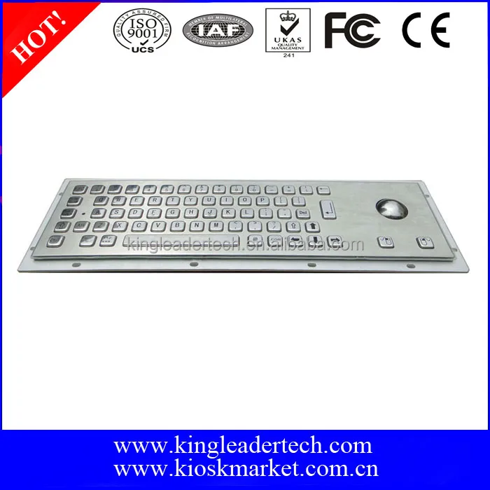IP65 Metal Rugged Keyboard 64 Keys with trackball