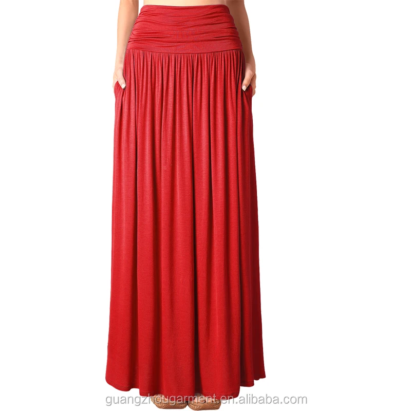 Women's Stretch Jersey Belted Hitched Up Gypsy Hippie Long Maxi Skirt ...