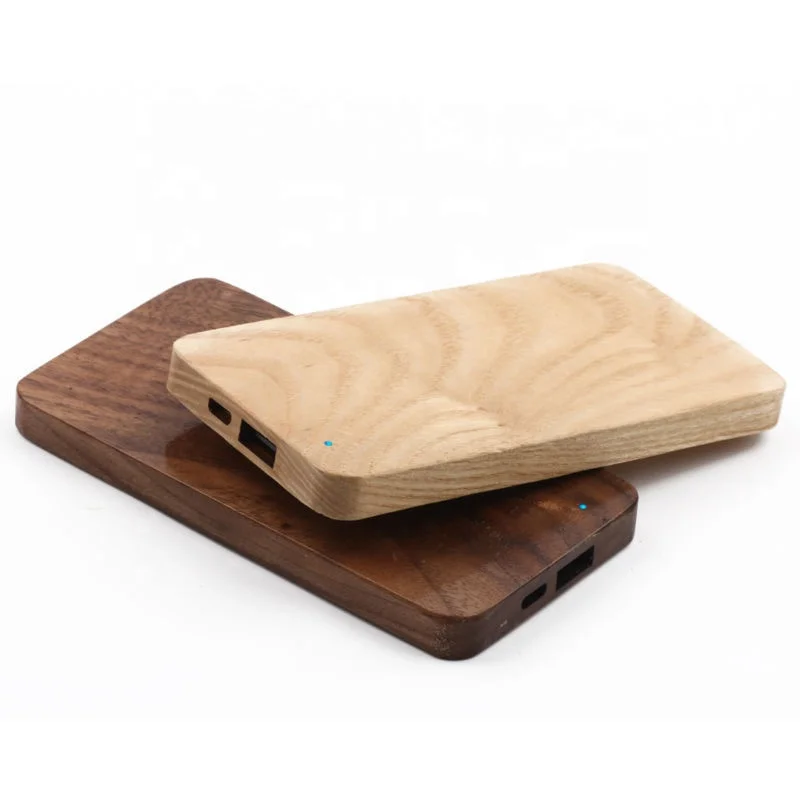

Custom ultra slim bamboo wood power bank 8000 mah with laser engraving logo