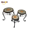 Garden Indoor Outdoor Round tile Plant Stands Set Of 3 Mosaic Plant Stand
