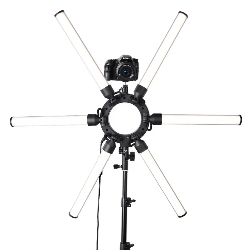 

Photography lighting kit studio 6 tubes 120W bicolor 3200-5500k dimmable led ring light photography photo with stand