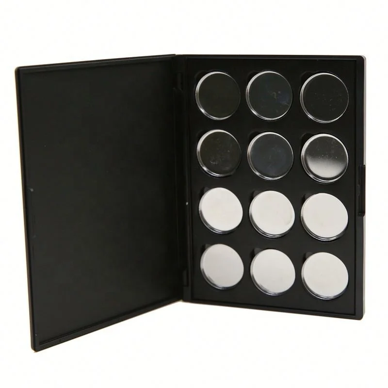 

Custom Luxury Makeup Paper Box With Mirror Magnetic Empty Cardboard Eyeshadow Palette, Black