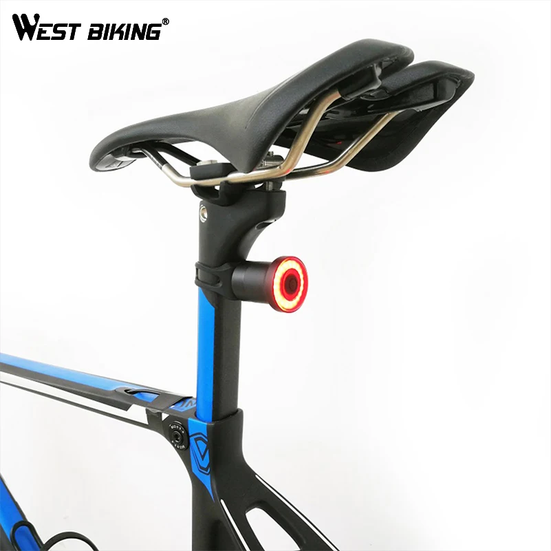 

West Biking Smart Bike Rear Light LED Auto Start/Stop Brake Sensing Lamp IPX6 Waterproof USB Charging Cycling Warning Taillight
